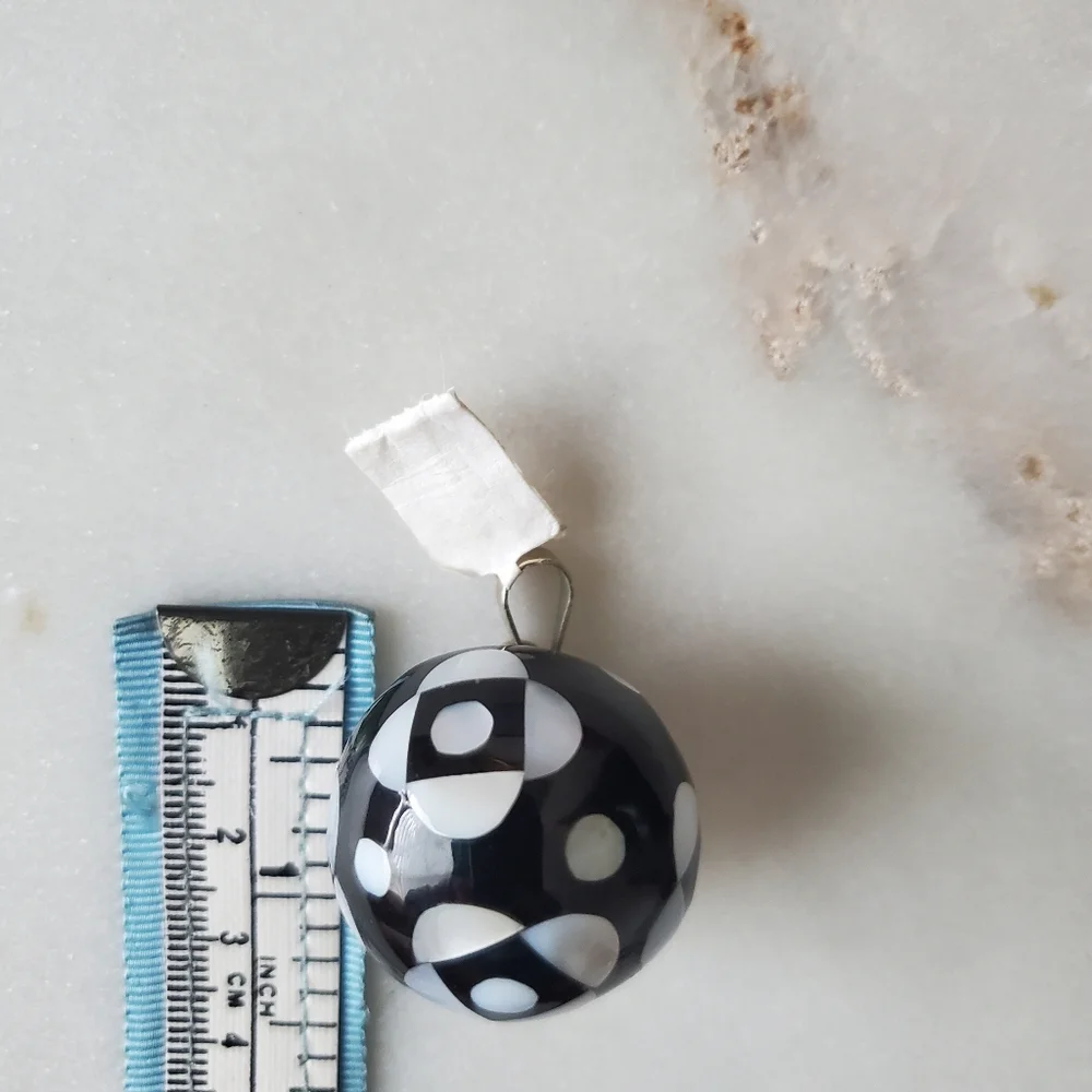 Mother Of Pearl Harmony Chime Ball Black and White Round Pendant